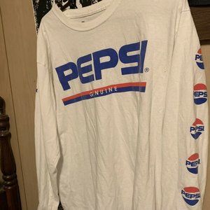 Vintage RP Pepsi Genuine Long Sleeve Graphic T-Shirt Large Sleeve Print Retro